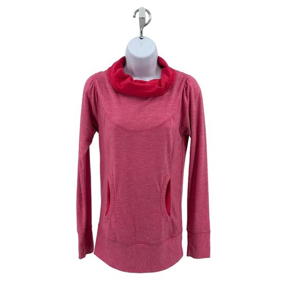 Prana Pink Funnel Neck Pullover Active Ember Top Womens XS Long Sleeve Slim Fit - Picture 3 of 8
